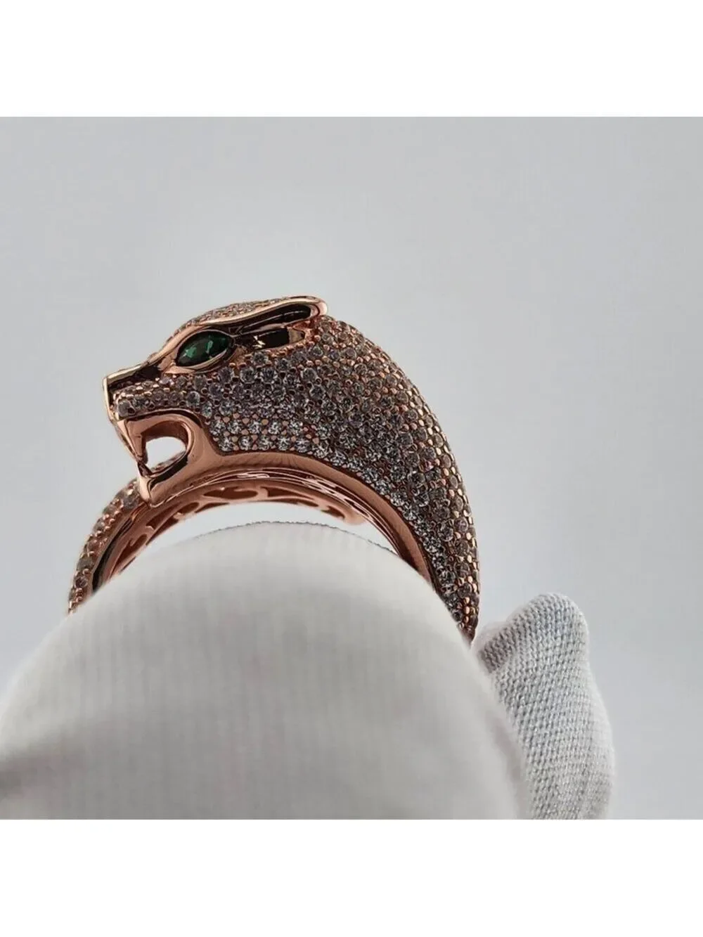 LAST ONE Fierce & Stylish: Panther Ring in 925 Silver with CZ Stones